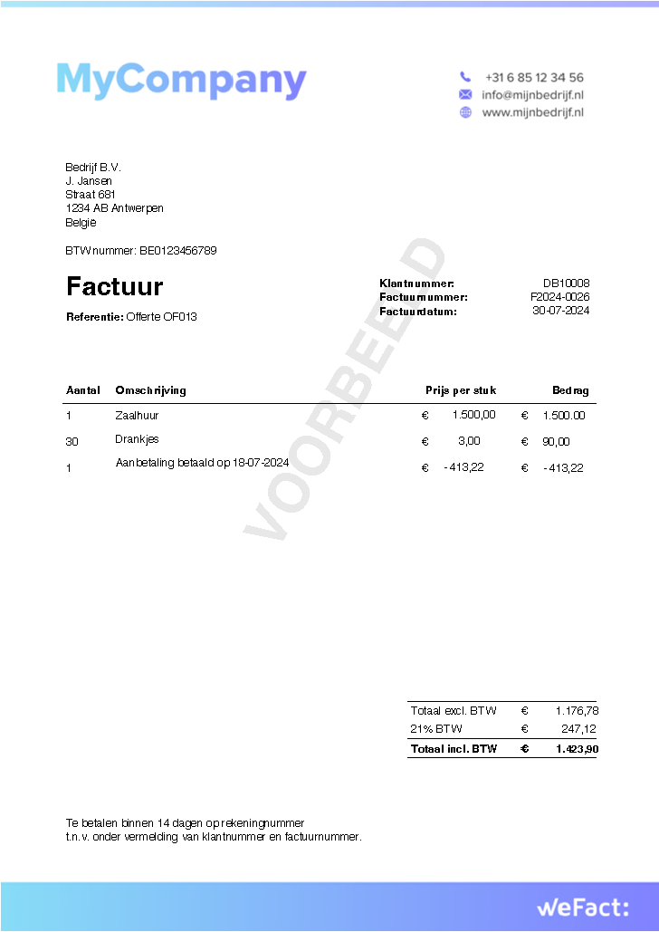 Wat is een voorschotfactuur? - Inclusief voorbeeld