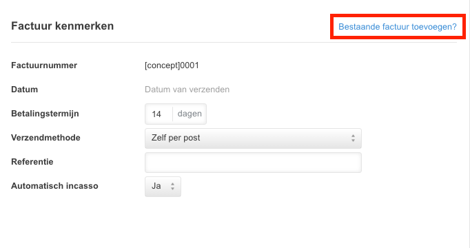 Na het klikken zal er een venster verschijnen om de factuurinformatie in te vullen.