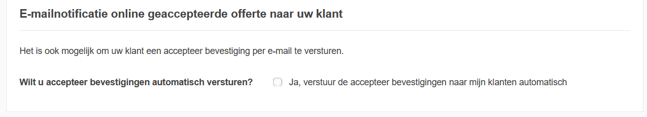 Bevestiging offerte acceptatie instelling
