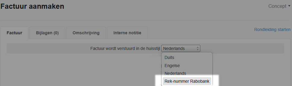 Huisstijl selecteren