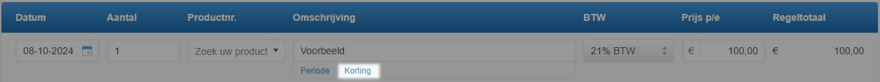 Korting op factuurregel