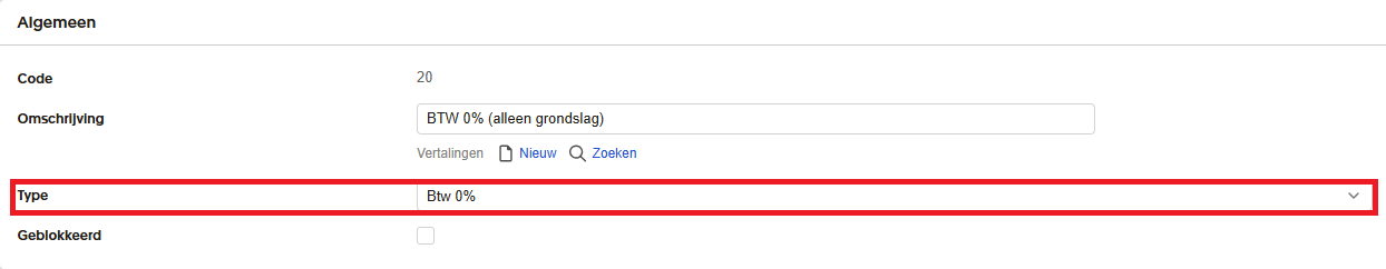 BTW type Exact online