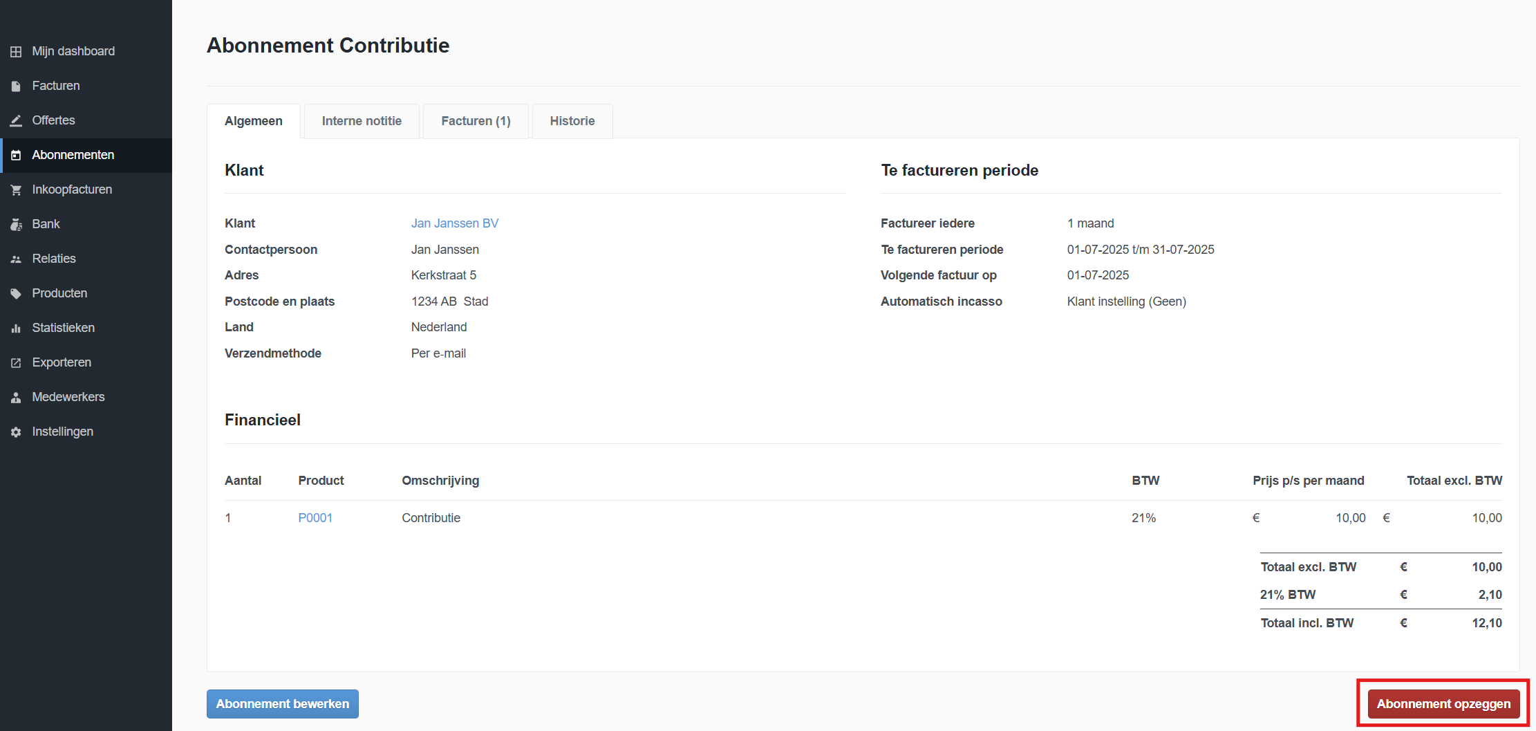 U kunt een abonnement direct of vanaf een bepaalde datum opzeggen