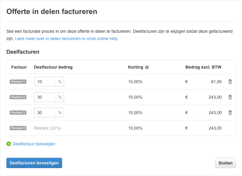 Verdeling op basis van percentage