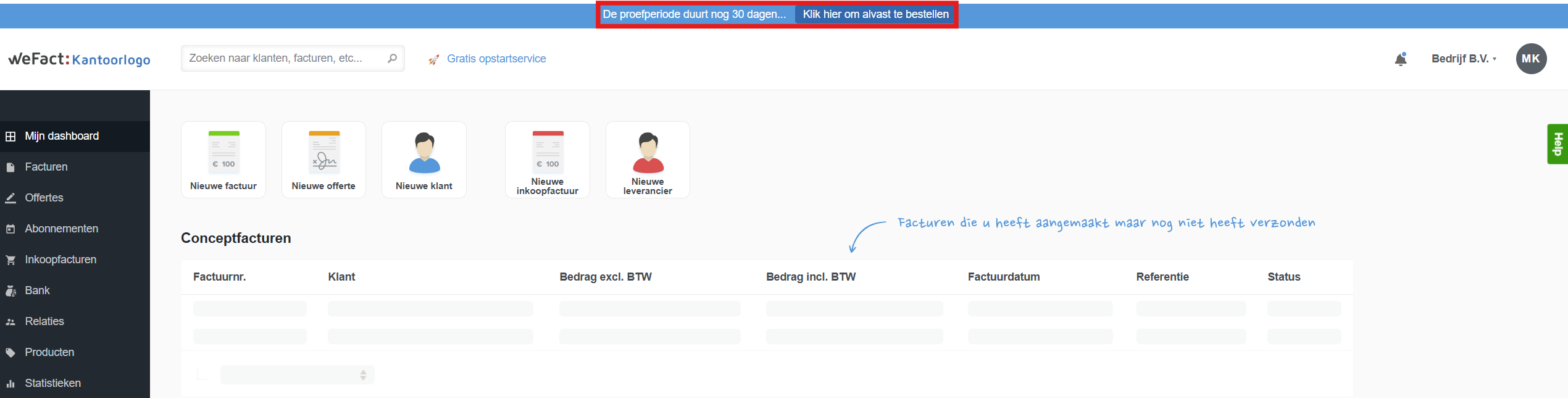 Proefperiode bestellen