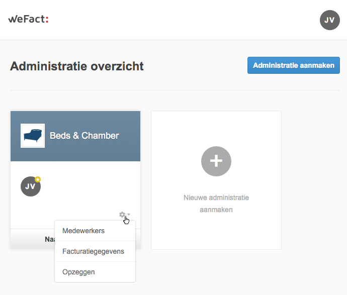 WeFact administratie facturatiegegevens wijzigen of opzeggen