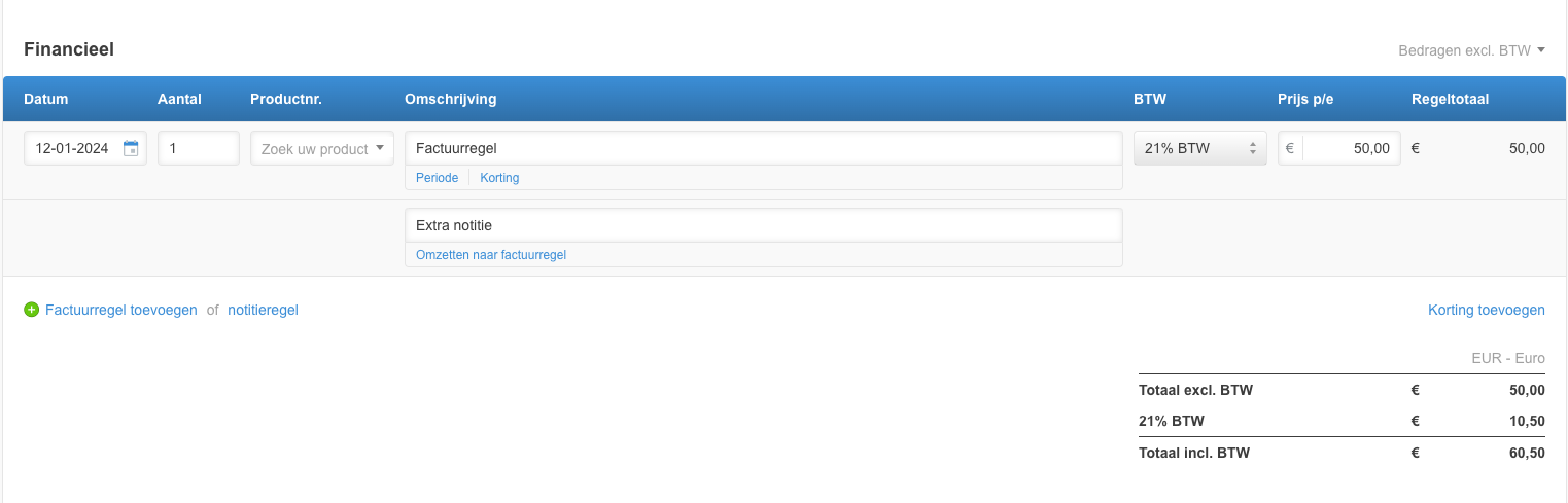 Notitieregel toevoegen