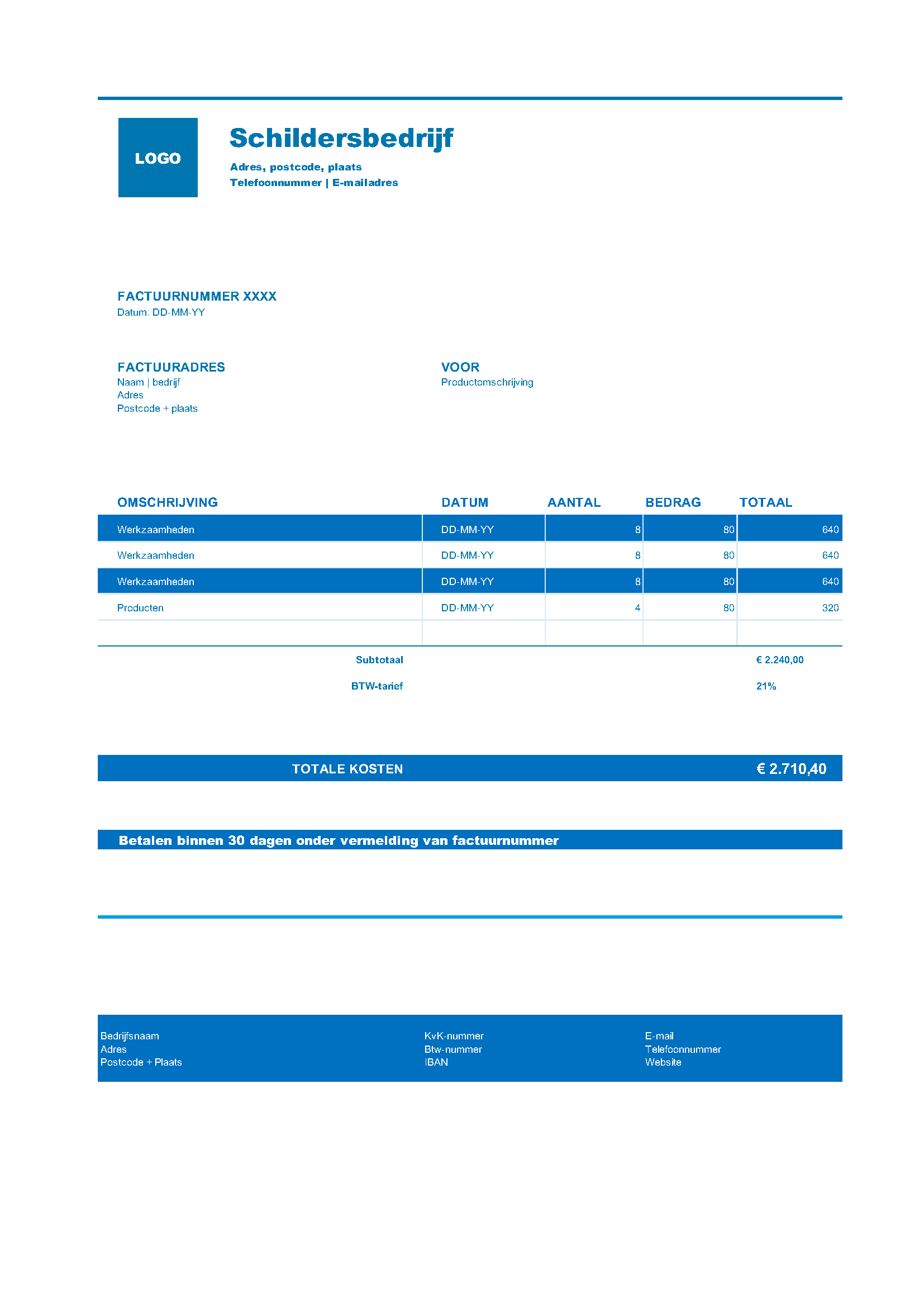 Bouw factuur voorbeelden
