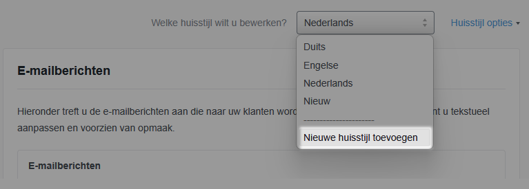 Nieuwe huisstijl toevoegen