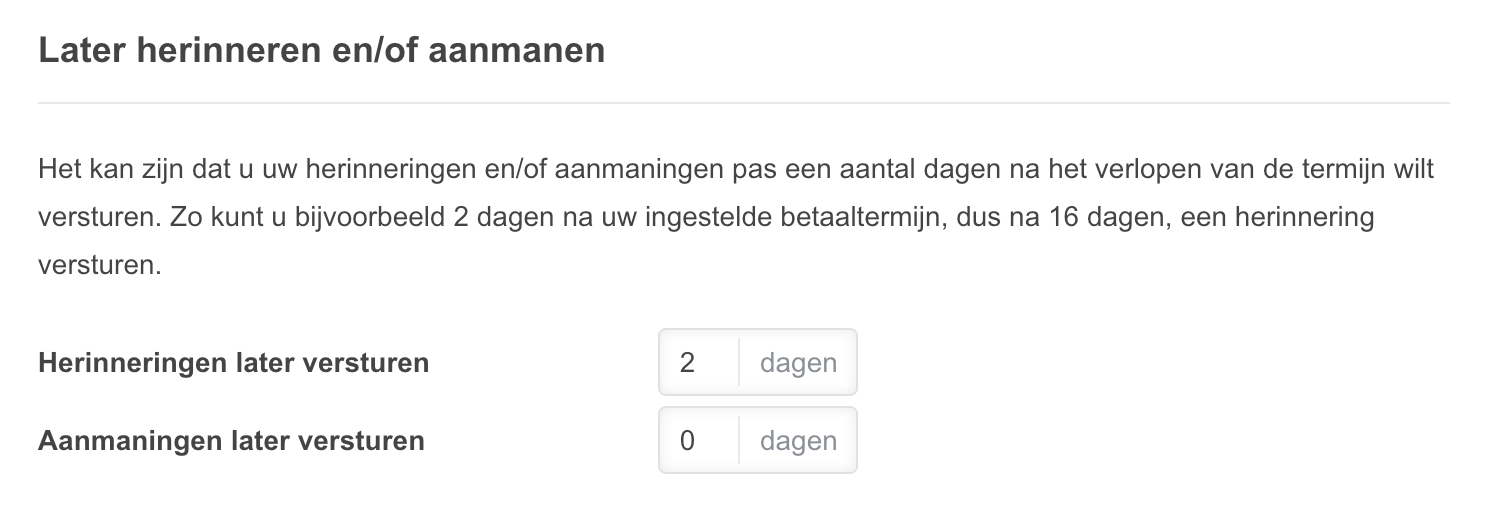 Later herinneren en/of aanmanen