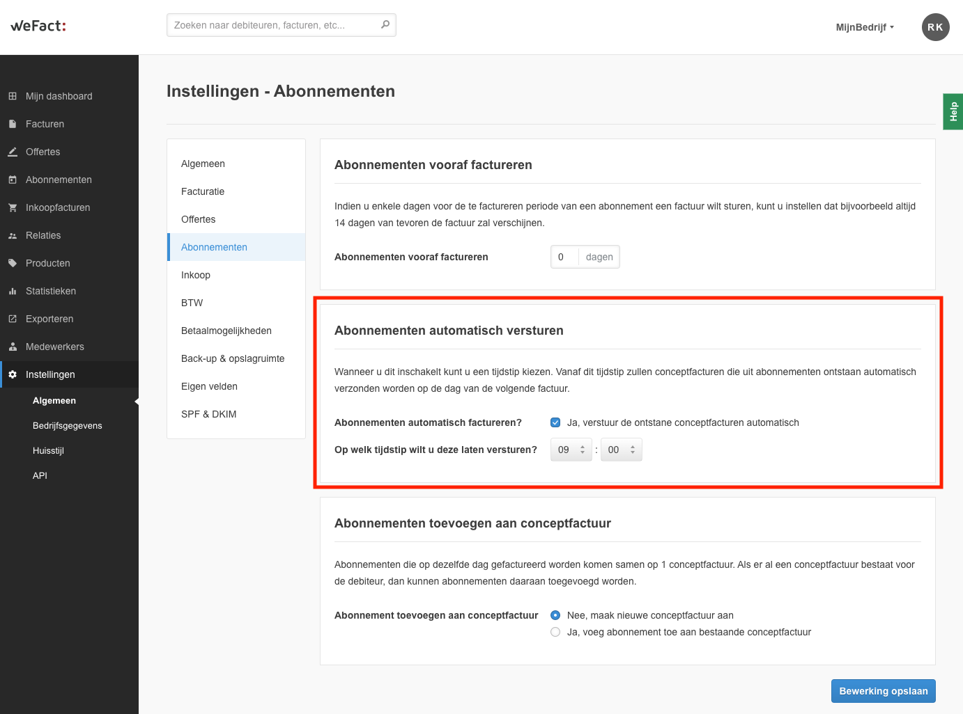 Abonnementen automatisch versturen