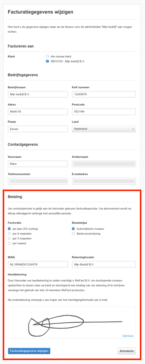 Betaalmethode wijzigen naar automatische incasso