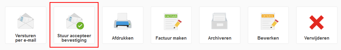 Handmatig offerte acceptatie bevestiging verzenden