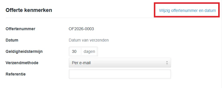 Bestaande offerte toevoegen