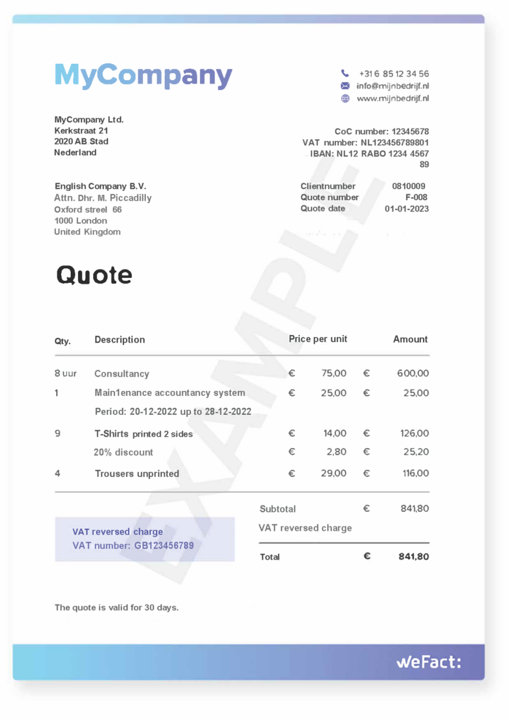 Offerte voorbeeld: gratis voorbeelden en sjablonen